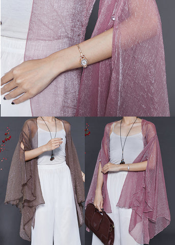 Cárdigan de seda marrón con mangas asimétricas 