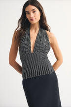 Polka Dot Multiway Tie Mesh Halter Top