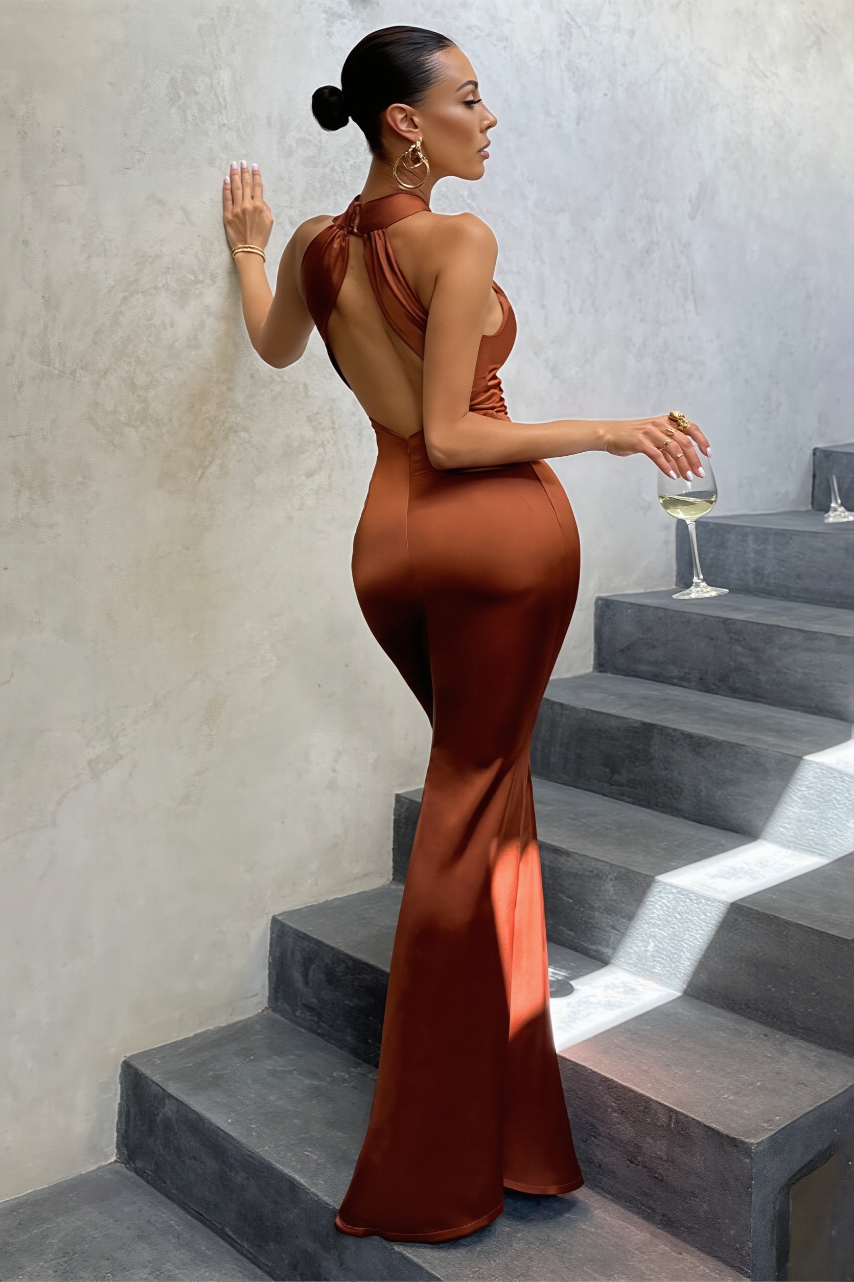 Chic Solid Slim Backless Sleeveless Maxi Dress