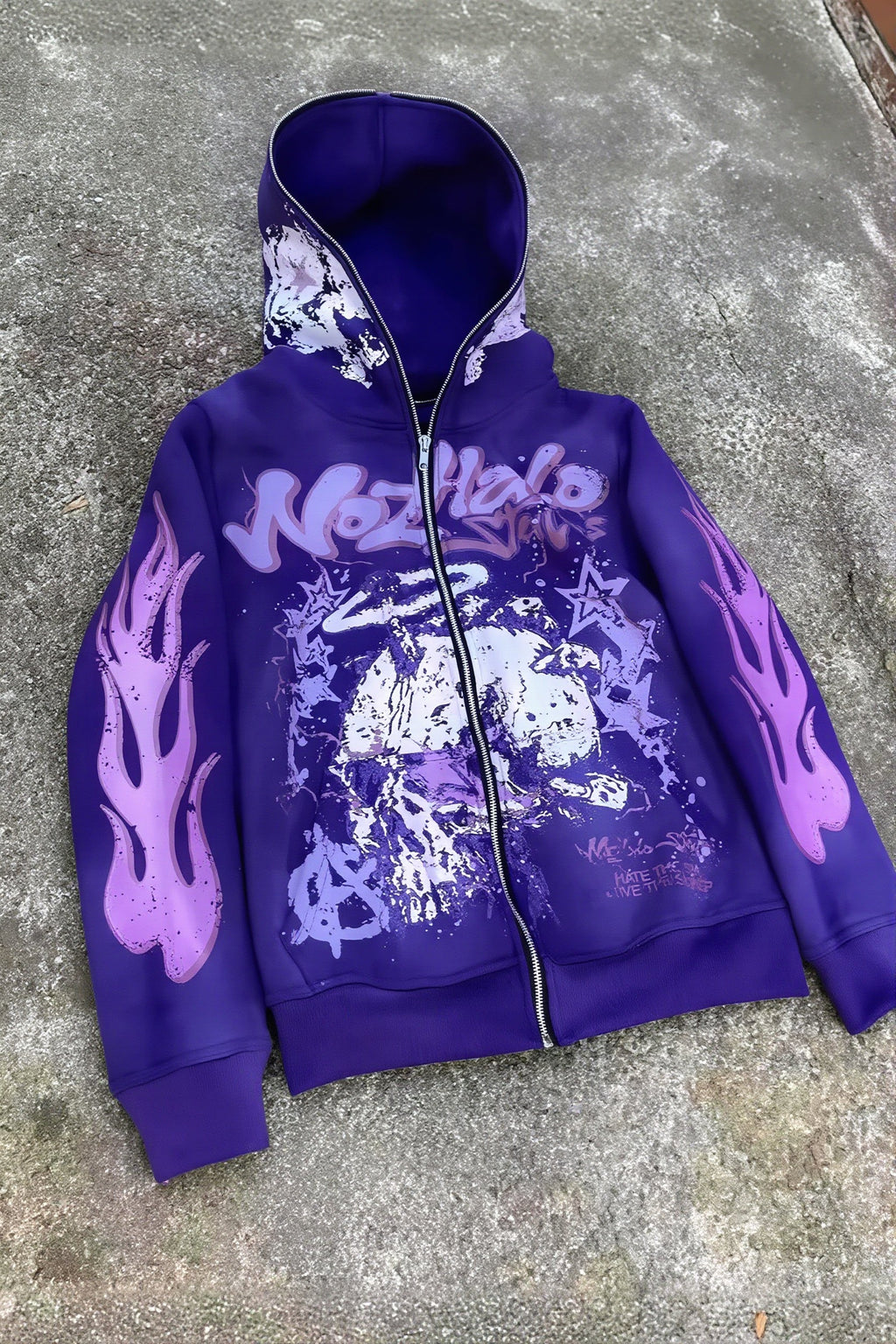 Y2K Cartoon Graphic Zip Oversized Hoodie