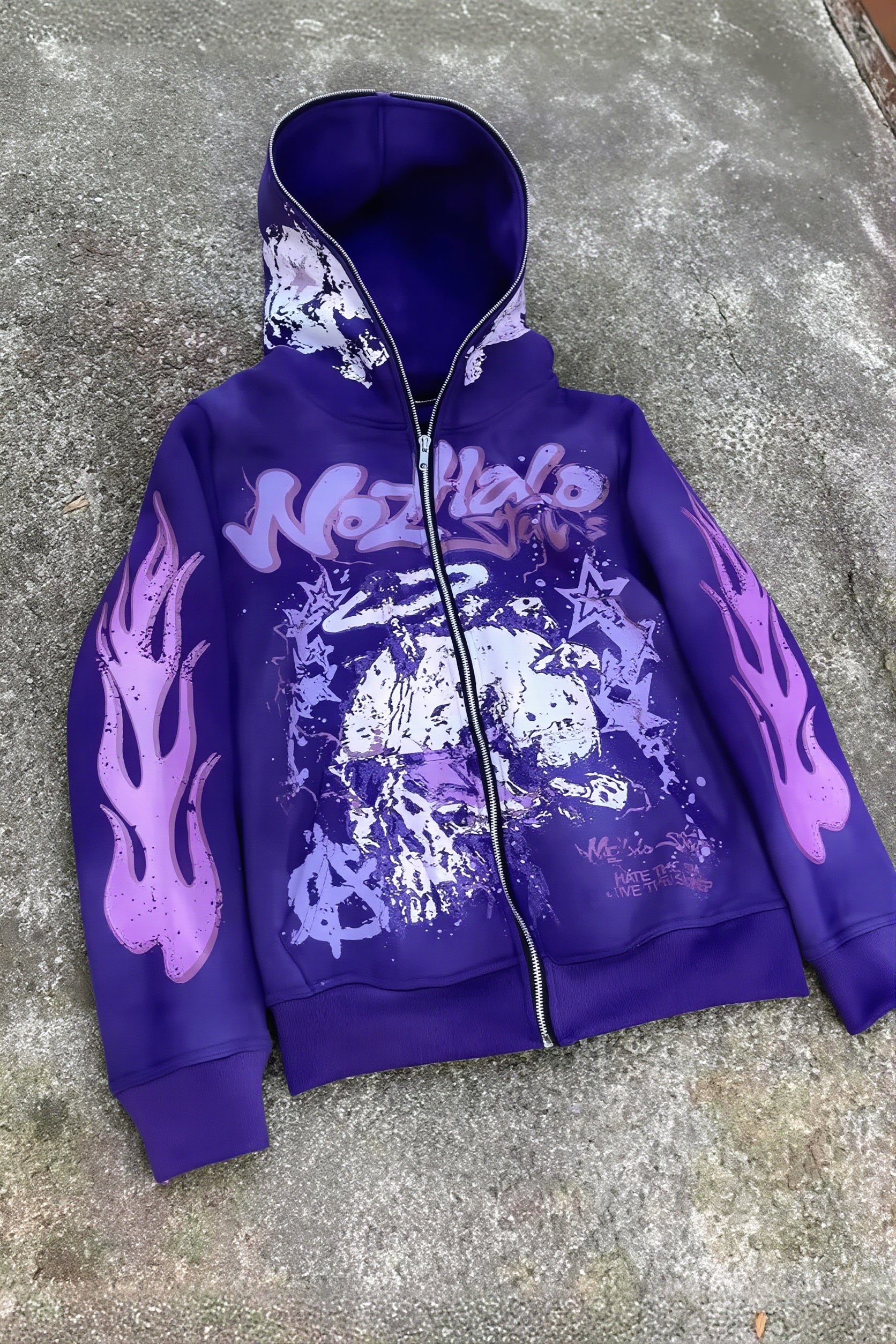 Y2K Cartoon Graphic Zip Oversized Hoodie