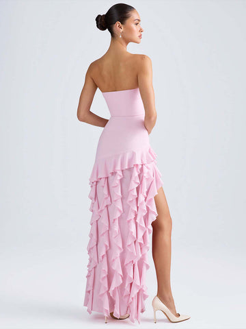 Party Dress Off The Shoulder Ruffles Asymmetrical Maxi Dress
