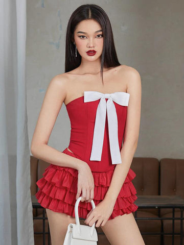 TARUXY Bow Splice Crop Tops Frauen Sexy Off Schulter Backless Bodycon Tank Top Heiße Mädchen Club Solide Partei Schlanke Weste Frau 2024 