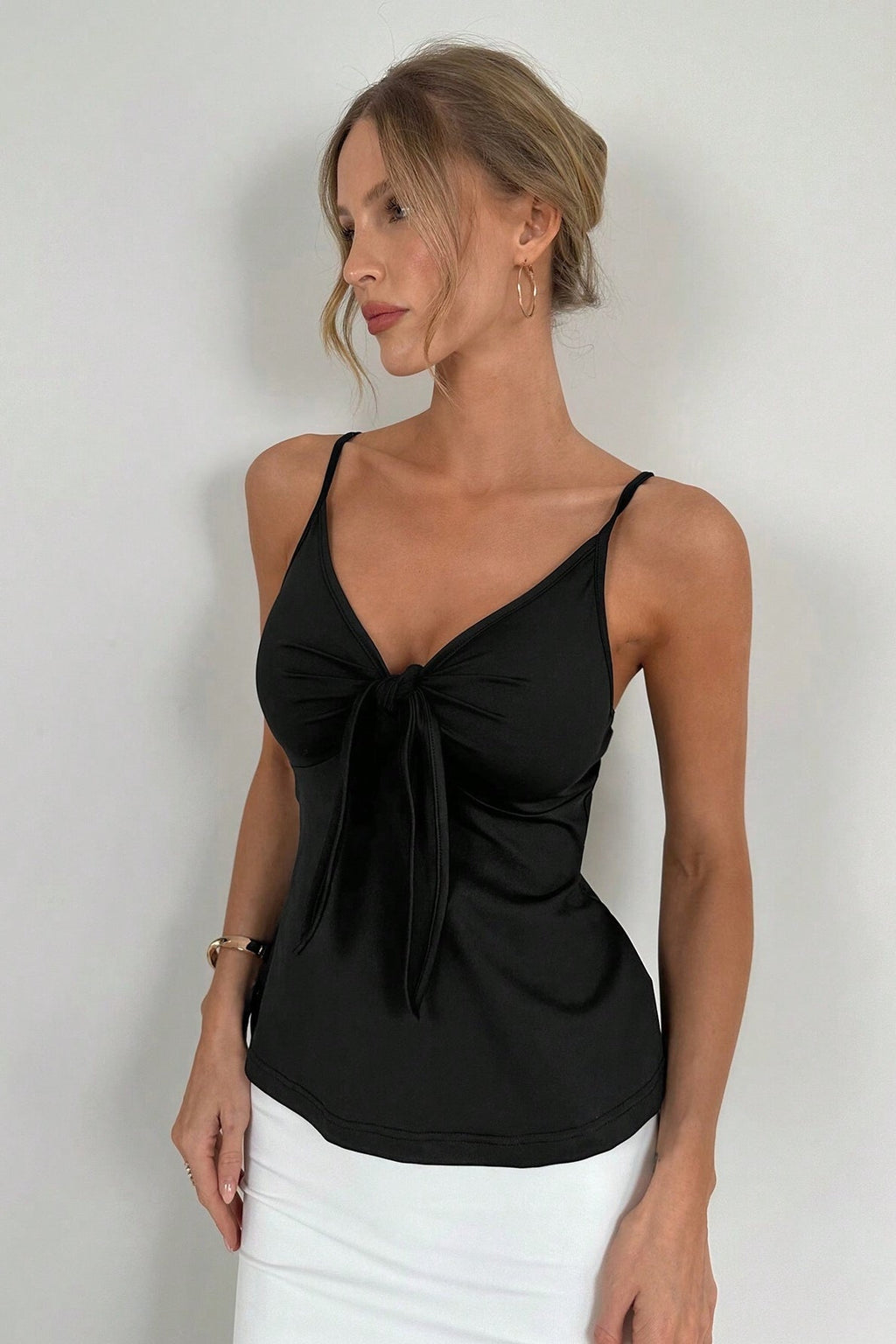 Sexy Minimal Solid Tie Slim Cami Top