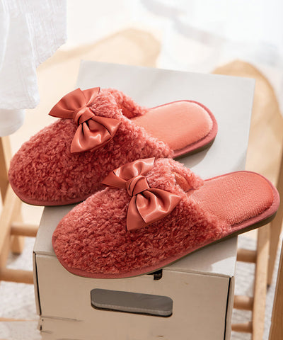 Bequeme weiche Spleißschleife Hausschuhe Schuhe Rot Kunstfell 