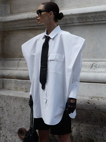 TARUXY Suit Tie Blouse Women 2023 Fashion Loose Long Sleeve White Shirts Women's Street Temperament Camisas De Mujer 2023 New