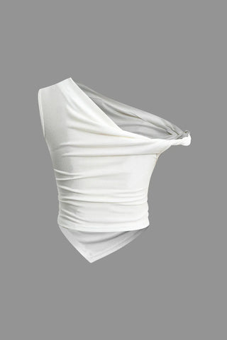 Camiseta fruncida asimétrica Alla Solid Twist 