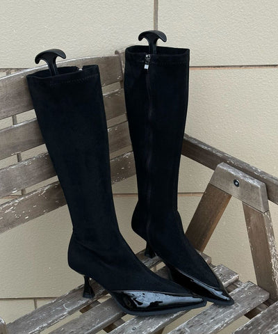 Edle Jeansstiefel mit hohem Absatz und spitzer Zehenpartie in Blau 