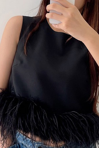 Casual Solid Feathers O Neck Tops(5 Colors)