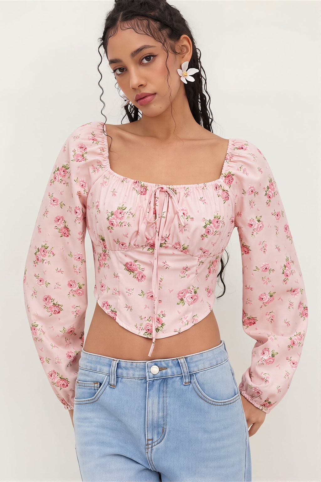 Elegant Floral Long Sleeve Blouse