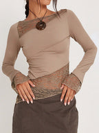 Vintage Slim Fit Floral Detail Long Sleeve Long Sleeve Tee