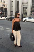 Striped Cotton Ruffle Tank Top
