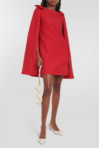 Bow Solid Cape Mini Dress