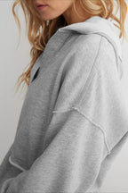 Chic Relaxed Solid V-Neck Hoodie