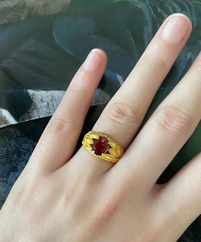Ringe aus rotem Sterlingsilber mit vergoldetem Kristall im chinesischen Stil 