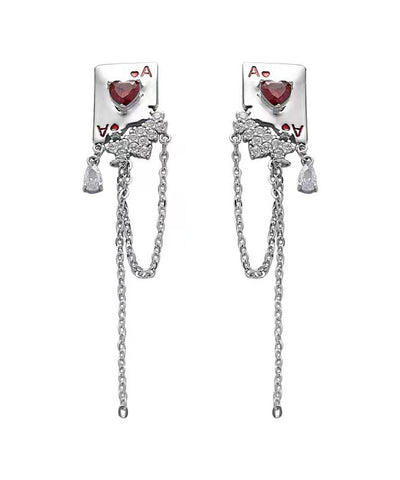Skinny Silk Sterling Silver Zircon Gem Stone Drop Earrings