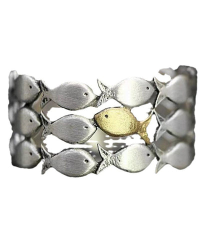Boutique Gelb Sterling Silber Kleine Fische Ringe 