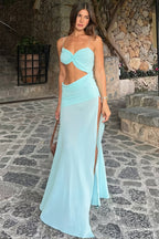 Asym Split Cami Hollow Maxi Dress