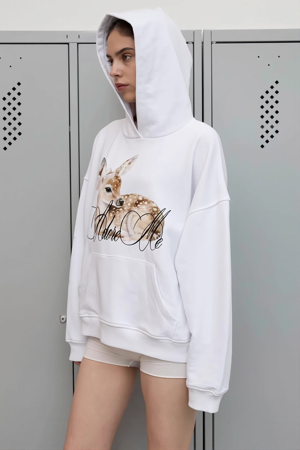 Deer Graphic Print Pullover Hoodie