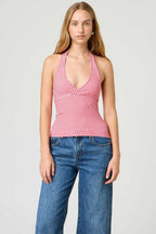 Sexy Polka Dot Plaid Slim Halter Top