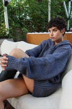 Vintage Asymmetrical Zipper Solid Loose Comfort Sweater