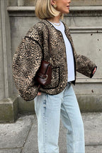 Vintage Style Animal Print Short Cardigan