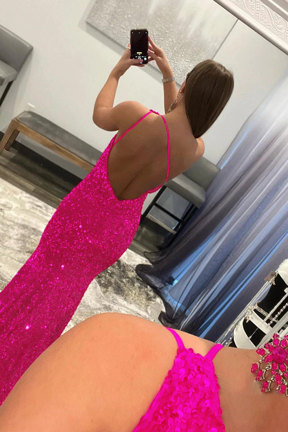 Meerjungfrauen-Glitzer-Abendkleid mit Pailletten, sexy, schulterfrei und lang