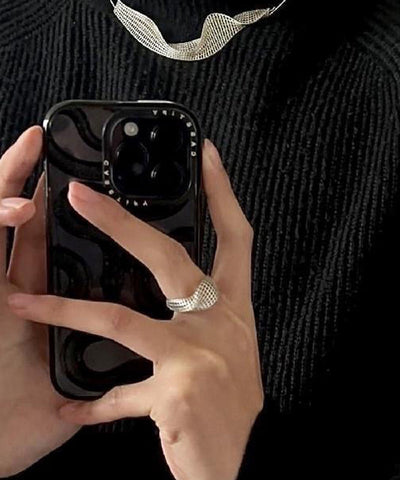 Anillos huecos de plata esterlina de seda fina 