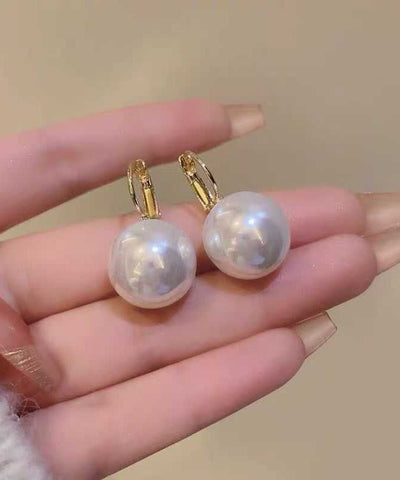 Stylish Gold Copper Alloy Pearl Drop Earrings