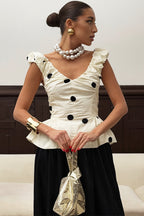 Elegant Ruffled Polka Dot Blouse