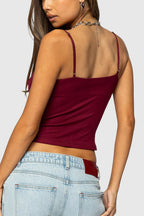 Cowl Neck Halter Fake Two Piece Cami Top