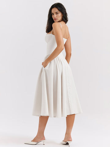Vestido de corsé con tirantes finos y espalda descubierta para fiesta de cumpleaños y brunch. 
