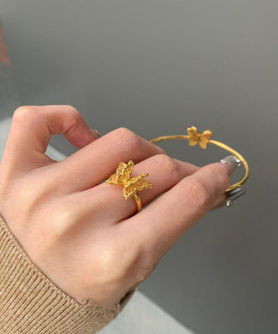 Boutique Gold Sterling Silber Oververgoldete Schmetterlingsringe 