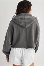 Chic Relaxed Solid V-Neck Hoodie