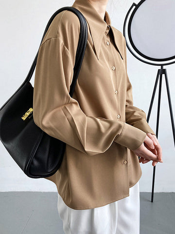 Blusa elegante de manga larga en tres colores lisos 