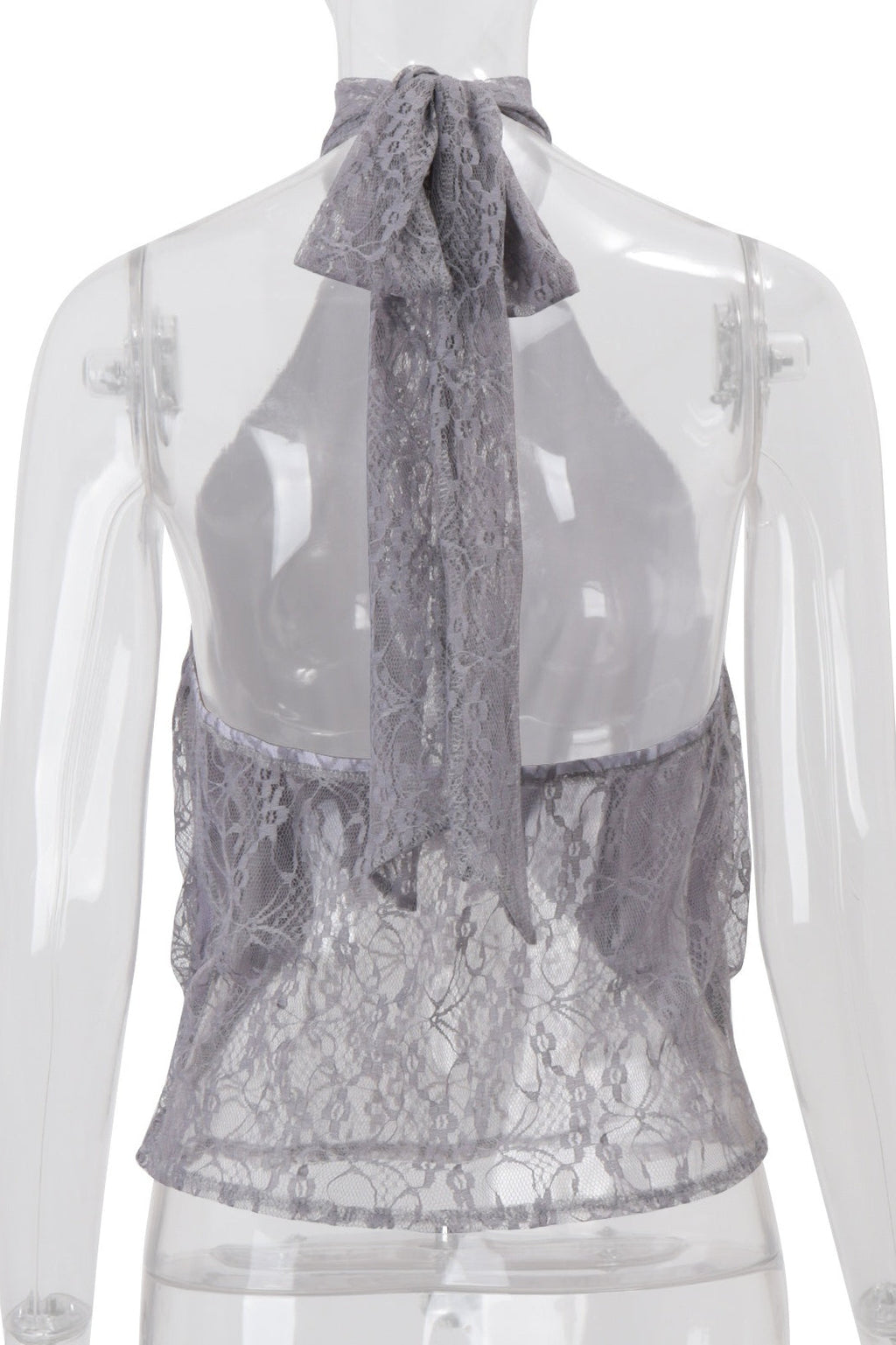 Elegant Irregular Sheer Lace Halter Top
