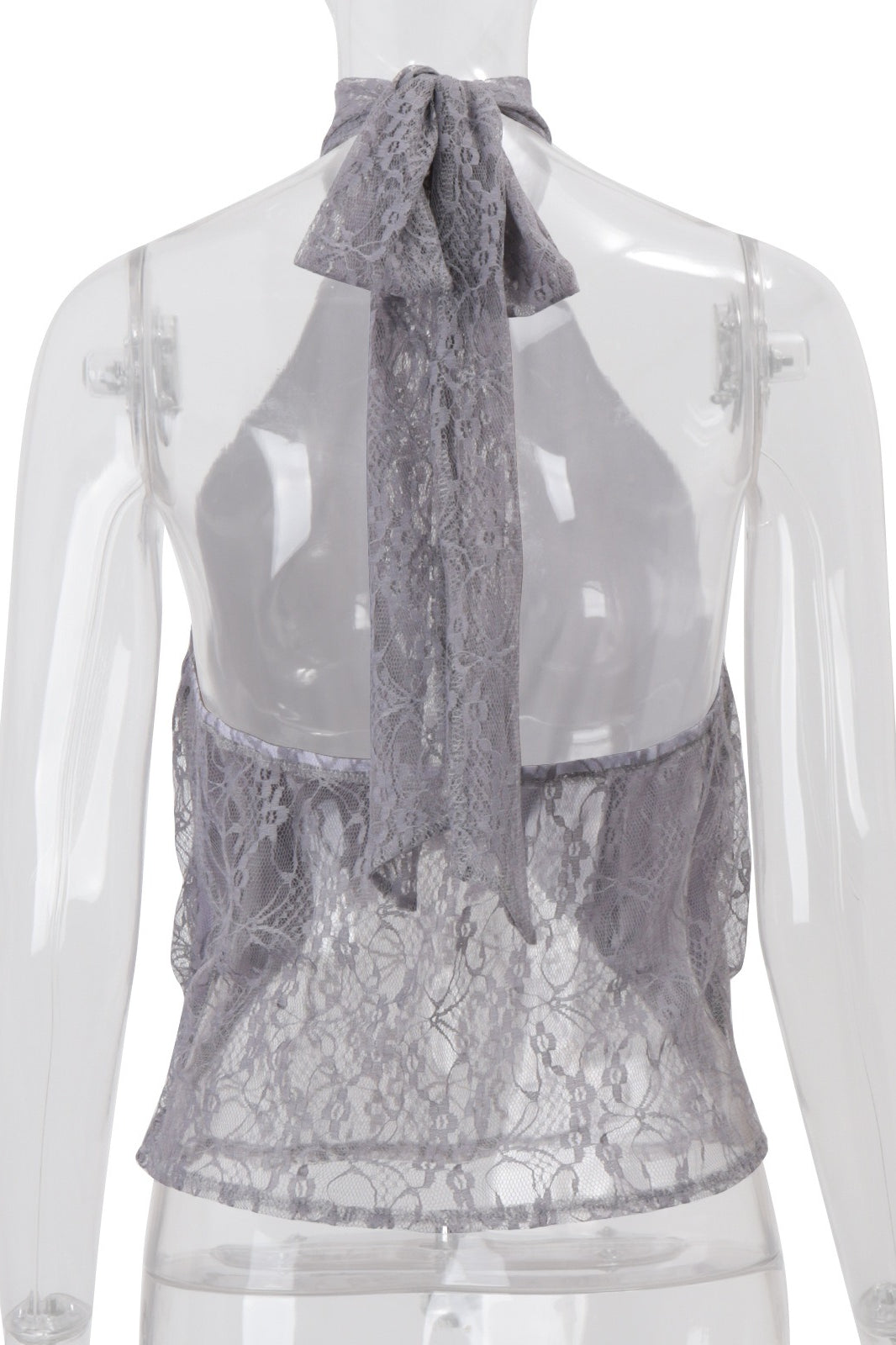 Elegant Irregular Sheer Lace Halter Top