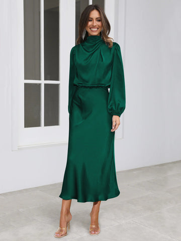 FROM THE SOURCE HIGH NECK BRIDAL MAXI DRESS - EMERALD