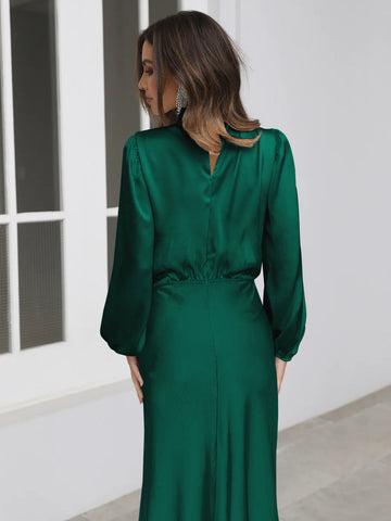 FROM THE SOURCE HIGH NECK BRIDAL MAXI DRESS - EMERALD