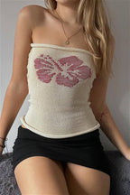 Jacquard Floral Tube Knit Blouse