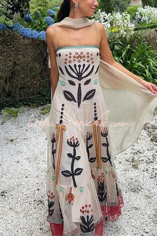 Rückenfreies Resort-Maxikleid aus Chiffon mit botanischem Print und Sling 