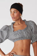 Elegant Button Ruffle Cropped Blouse
