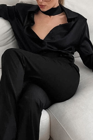 Sexy Blusen mit einfarbigen Knöpfen und Umlegekragen 