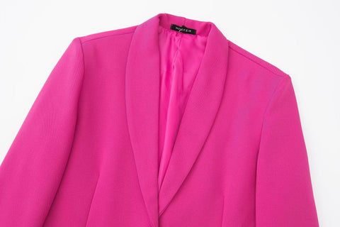 Conjunto de chaqueta y pantalón recto con decoración de plumas salvajes para mujer de otoño 