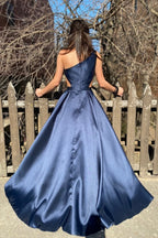 One Shoulder A-Line Long Prom Dress