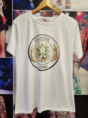 Print Cotton Lycra C D T-Shirt