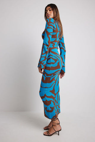 Ava Jacquard-Strick-Midikleid 