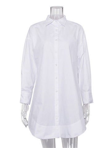Camisas blancas holgadas de moda para mujer, cárdigan de retazos transparentes, abrigo con solapa, blusa ajustada de manga larga de gran tamaño. 