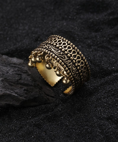 Anillos de borlas con bolas de plata de ley y oro retro 