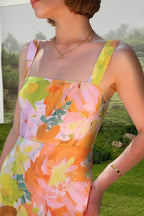 Floral Print Sleeveless Holiday Flowy Maxi Dress